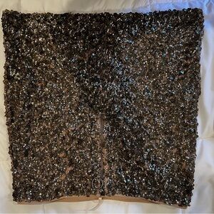 Free People Sequin Embellished Mini Skirt Gold